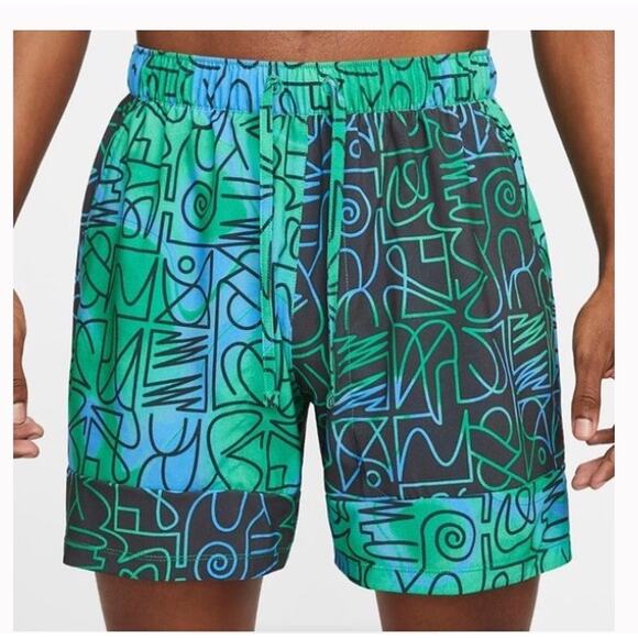 Nike Mens Yoga Training Robbie Simon Shorts Sz XXL Green Black Gym Swoosh A.I.R. - Picture 1 of 12